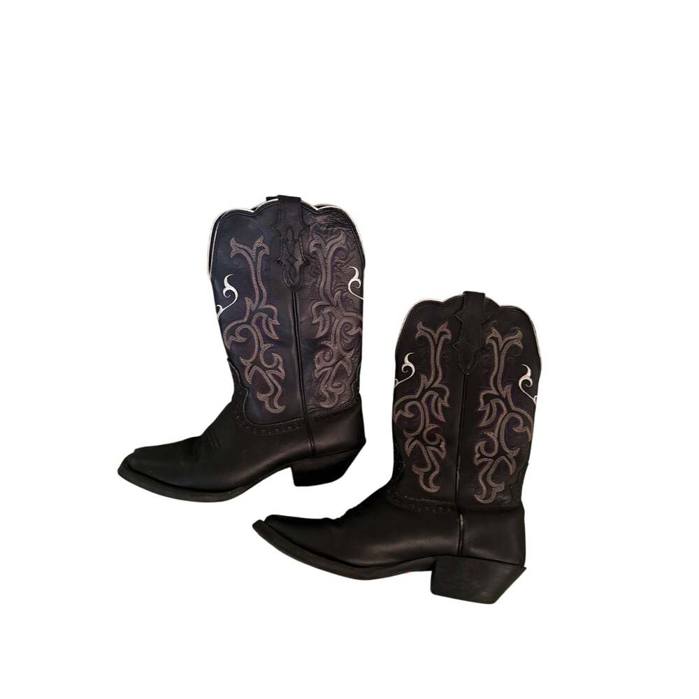 Justin Boots Women's Black and Purple Leather Cowgirl Boots